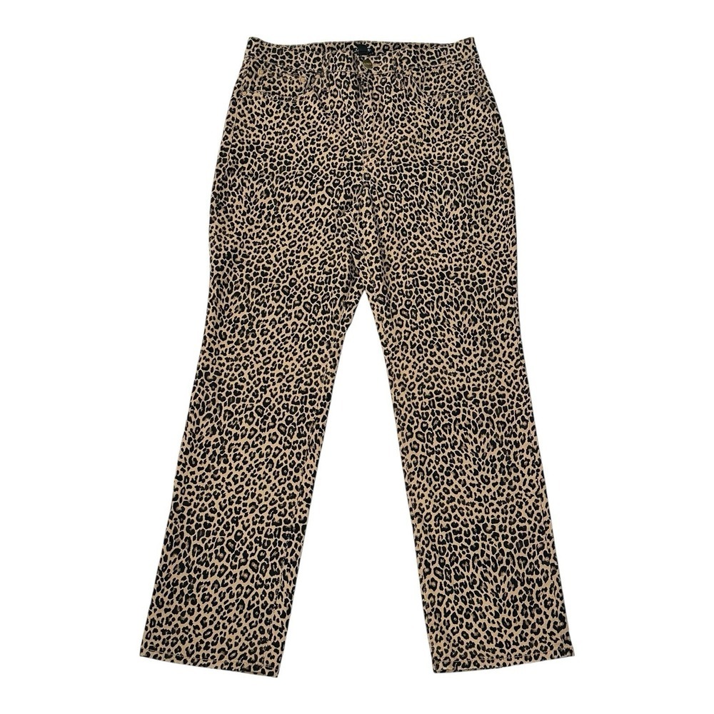 J Crew Pant Size 28 LEOPARD PRINT Zip Button Cropped Stretch Skinny Leg‎